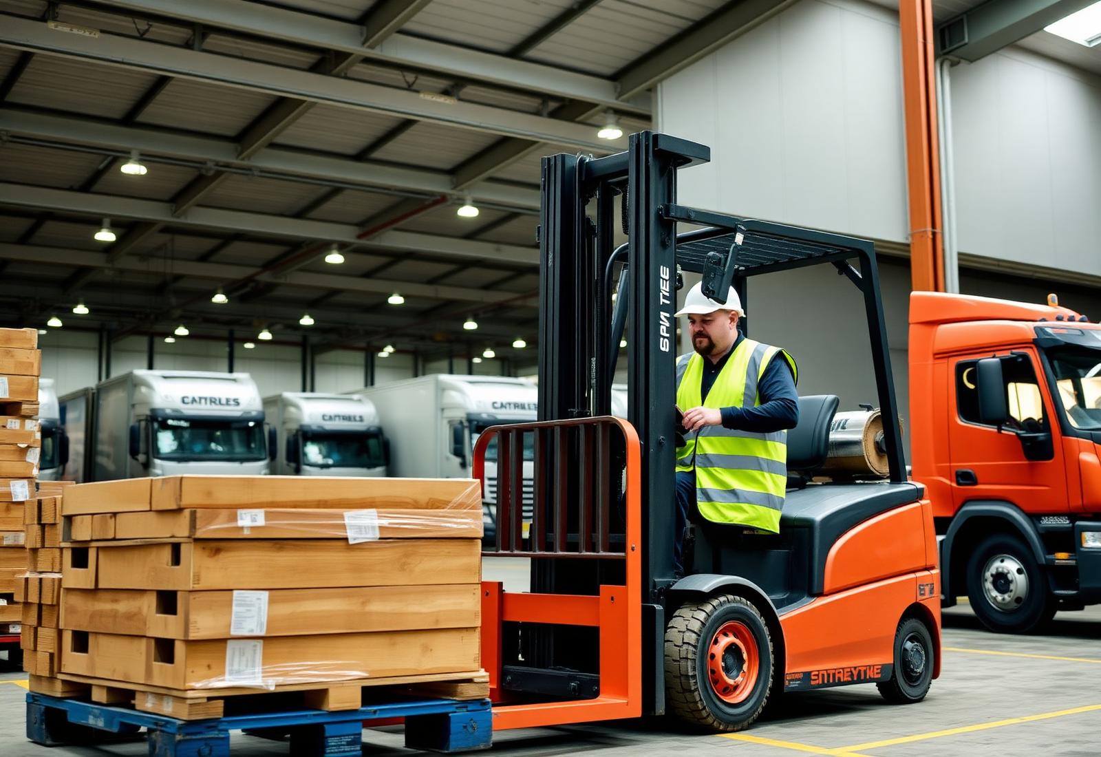 Forklift operator loading pallets at a GTA distribution warehouse